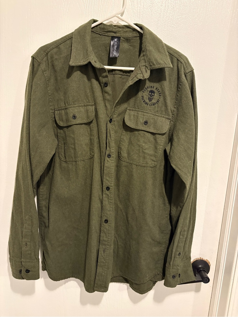 burnside Olive Green Button-Front Utility Shirt Jacket